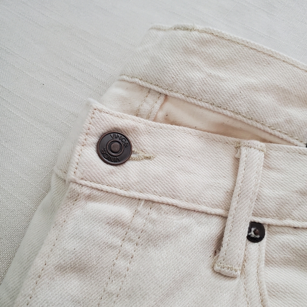 Vince Cream Jeans Denim Cropped Ankle Pants 100% Cotton 28 Womens 32 Inch Waist - Picture 2 of 12
